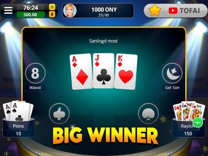 A champion player winning a large pot in a Teen Patti game