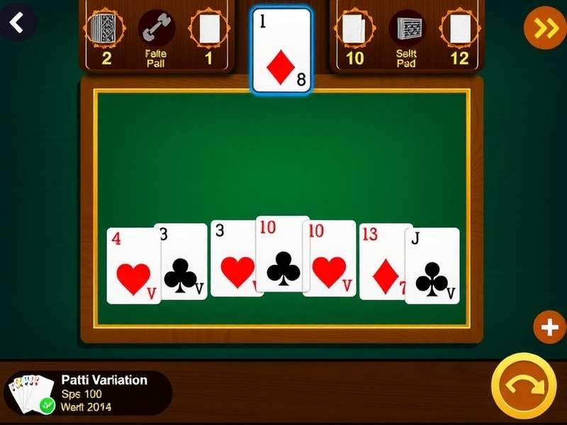 A colorful spread of playing cards showing Teen Patti hands including Trail and Pure Sequence