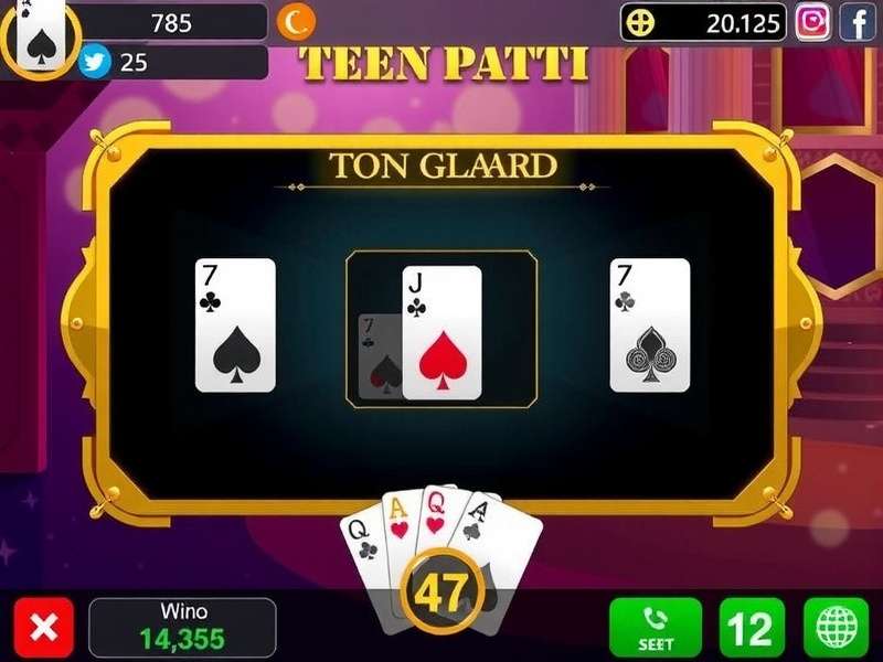 Teen Patti Gold 2025 – A royal flush of cards on a green felt table with gold coins