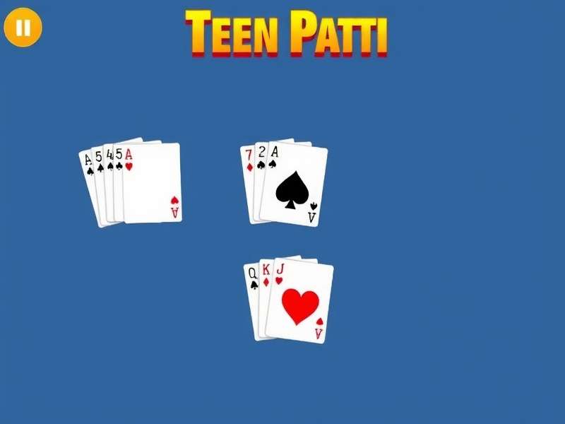 Classic Teen Patti Old Version playing cards spread on a green velvet table with golden coins